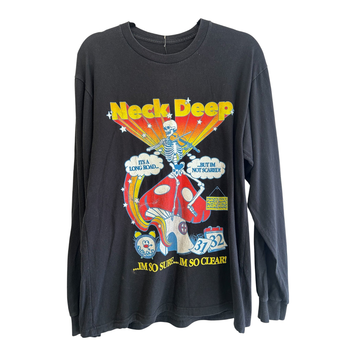 Antithesis black long sleeved Neck Deep band t-shirt with vintage-style skeleton and mushroom graphic print